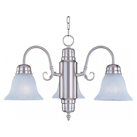 Maxim Three Light Satin Nickel Marble Glass Down Mini Chandelier 91196MRSN